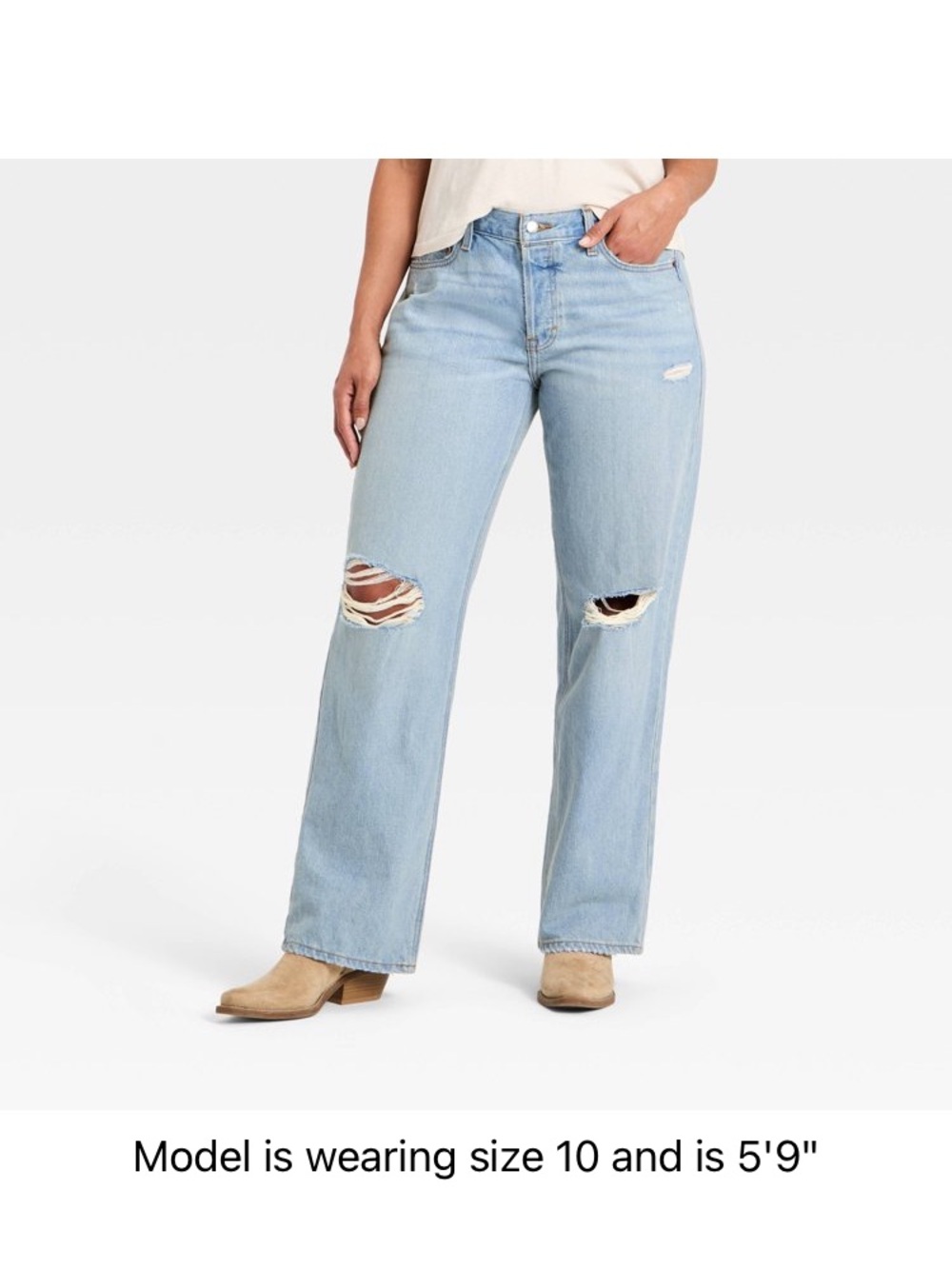 Universal Thread Light Blue Distressed Straight baggy Leg Jeans